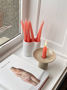 Tapered candles, salmon, set of 3