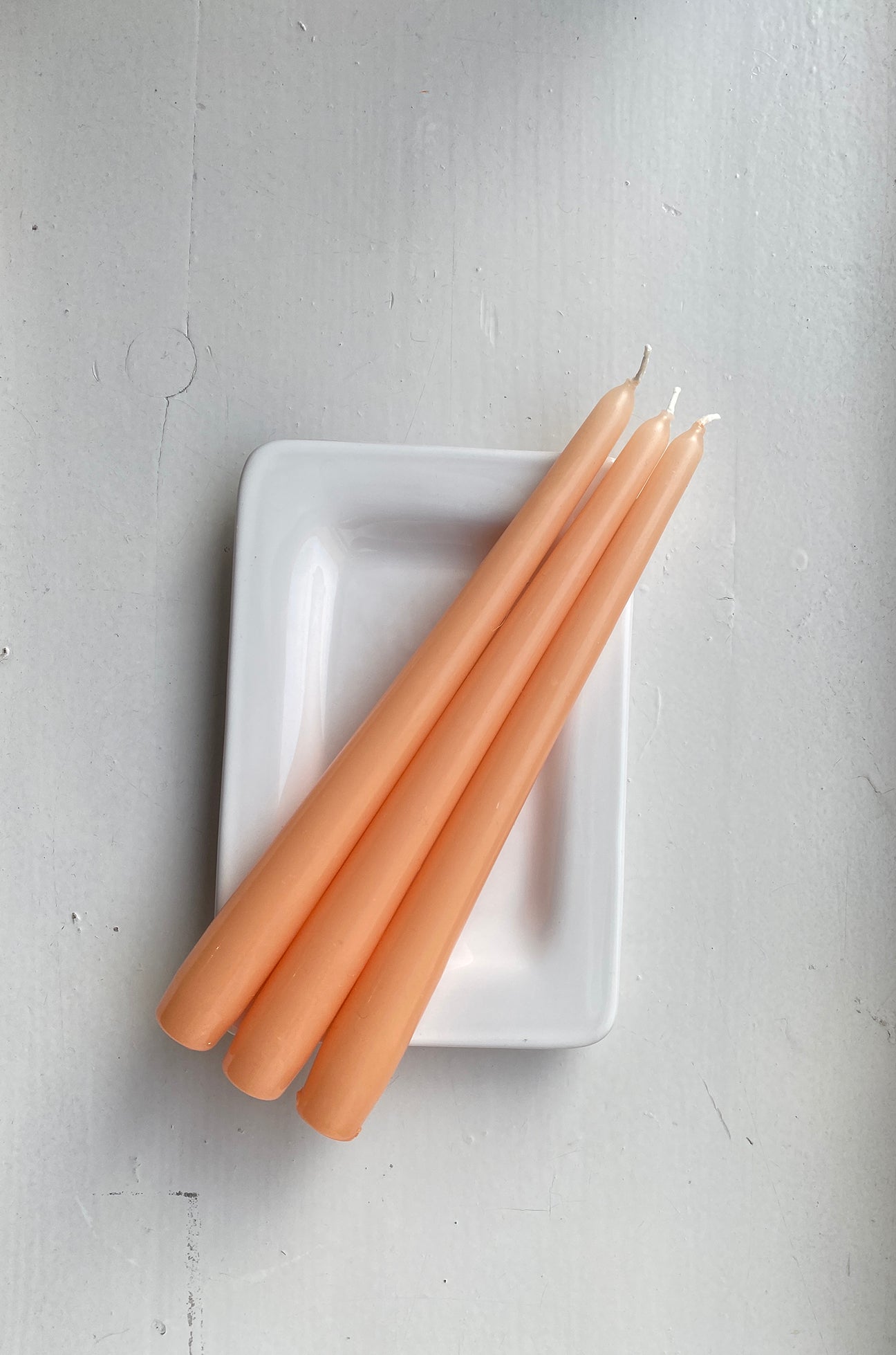 Tapered candles, apricot, set of 3