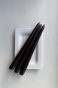 Tapered candles, dark brown, set of 3