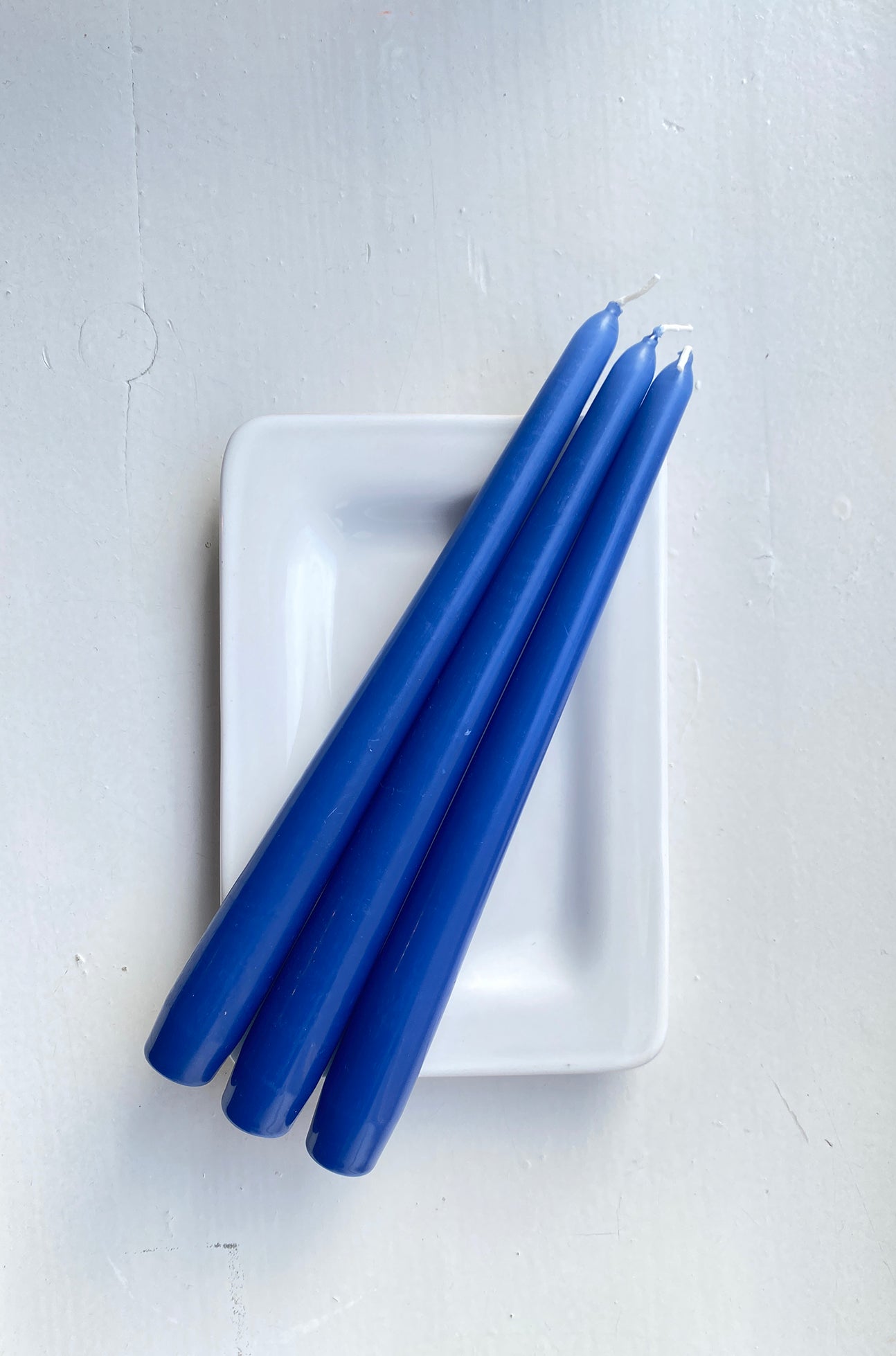 Tapered candles, powder blue, set of 3