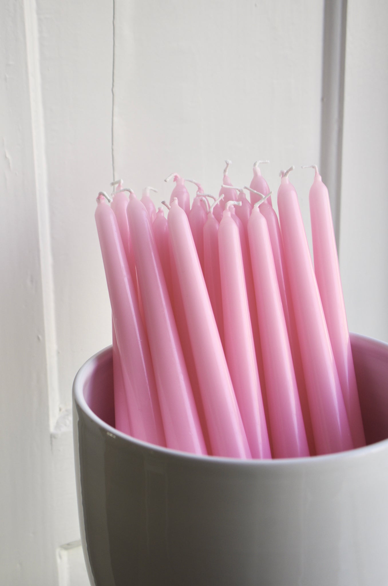 Tapered candles, pink, set of 3
